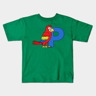 Letter P with Parrot Kids T-Shirt